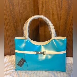 Beijo - Elegant Blue and Cream Women's Handbag NWT